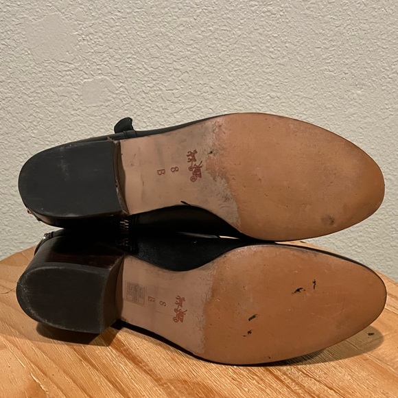 Coach Pauline Ankle Boot in Black Leather with Gold Hardware Size 8.5 - Picture 7 of 9